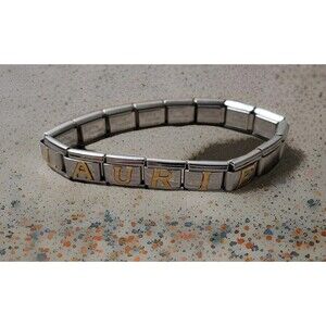 Authentic Vintage Nomination Italy Composable Charm Bracelet — Spells "LAURIE"